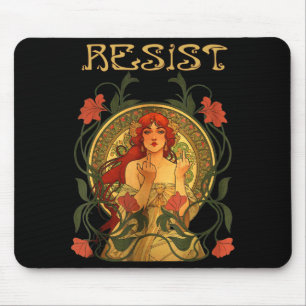Resist Art Nouveau Mucha Anti-trump Women Feminist Mouse Mat