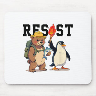 Resist Bear And Penguins Anti Trump Mouse Mat