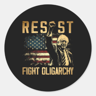 Resist Bernie Sanders Fight Oligarchy Freedom Prot Classic Round Sticker