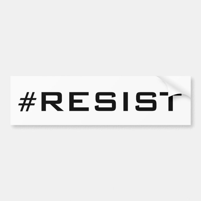 #Resist, bold black text on white, all caps Bumper Sticker (Front)