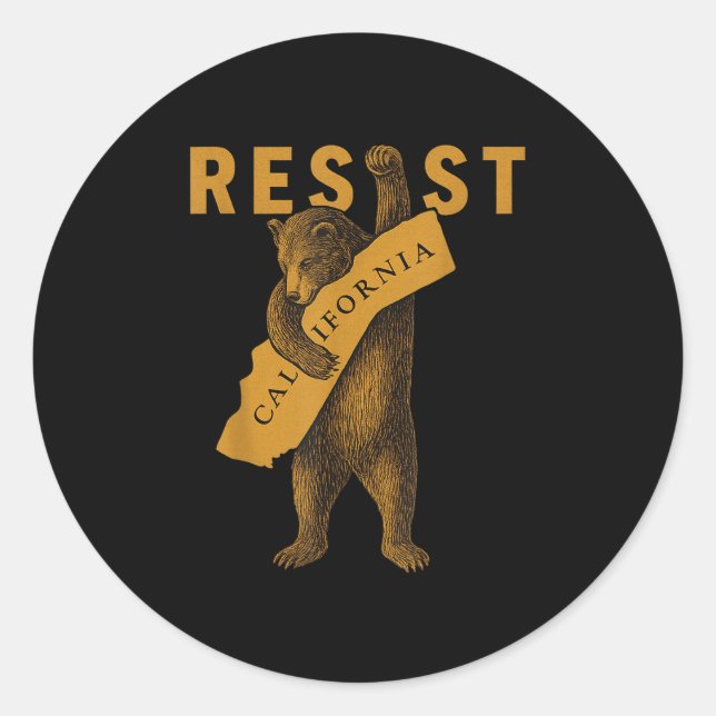 Resist California Bear  Classic Round Sticker (Front)
