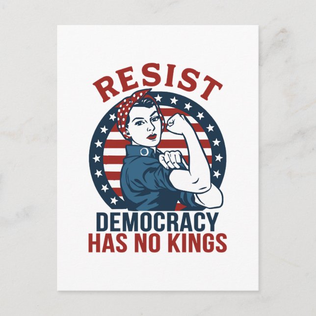 Resist Democracy has no kings Postcard (Front)