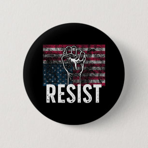 Resist Distressed Upside Down American Flag Usa 6 Cm Round Badge