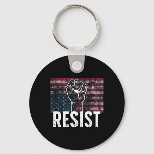 Resist Distressed Upside Down American Flag Usa Key Ring