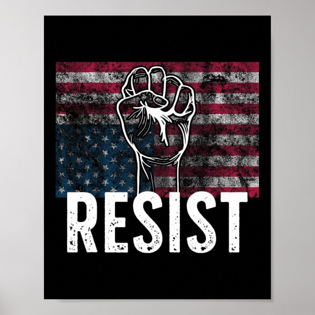 Resist Distressed Upside Down American Flag Usa  Poster (Front)