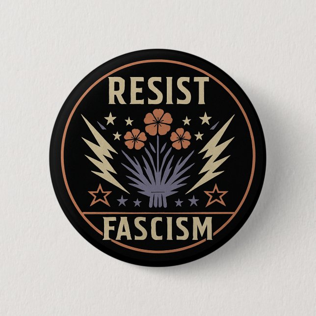 RESIST FASCISM 6 CM ROUND BADGE (Front)
