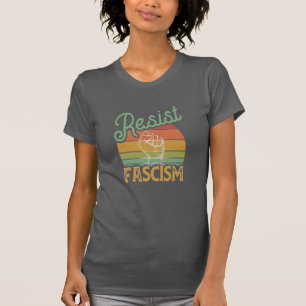 Resist Fascism Anti Fascist Rainbow Dark Grey T-Shirt