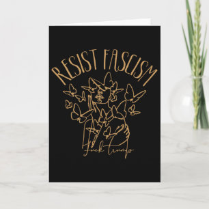 Resist Fascism, Anti Trump Floral Democrat, Femini Card