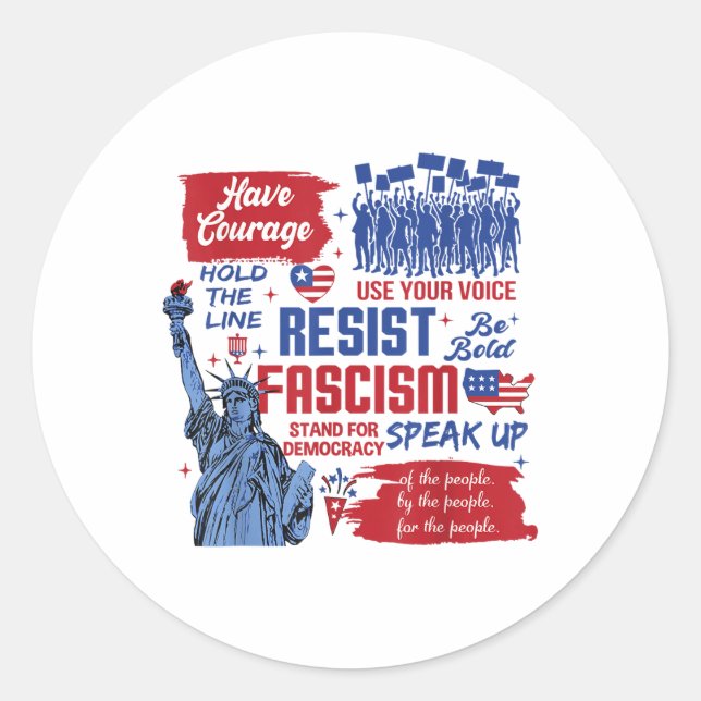 Resist Fascism  Classic Round Sticker (Front)