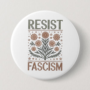 Resist Fascism Floral Transgender LGBTQ Anti-Trump 7.5 Cm Round Badge