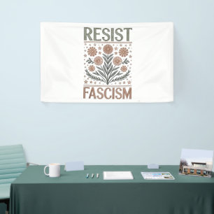 Resist Fascism Floral Transgender LGBTQ Anti-Trump Banner