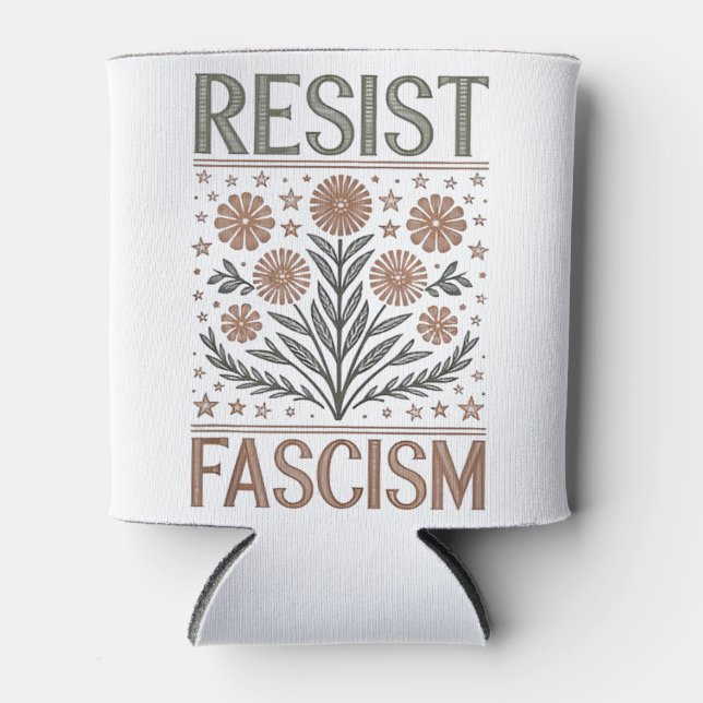 Resist Fascism Floral Transgender LGBTQ Anti-Trump Can Cooler (Front)