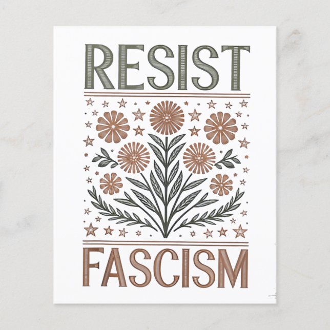 Resist Fascism Floral Transgender LGBTQ Anti-Trump Flyer (Front)