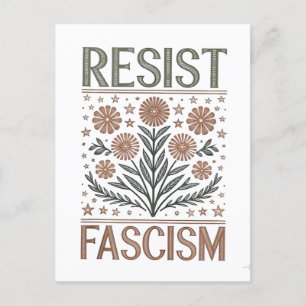 Resist Fascism Floral Transgender LGBTQ Anti-Trump Holiday Postcard