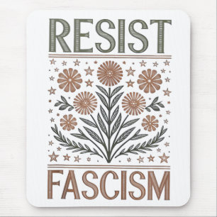 Resist Fascism Floral Transgender LGBTQ Anti-Trump Mouse Mat