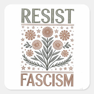 Resist Fascism Floral Transgender LGBTQ Anti-Trump Square Sticker