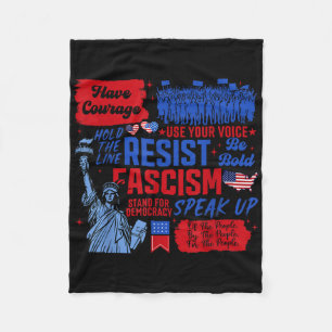 Resist Fascism Liberal Activist Statue Of Liberty Fleece Blanket
