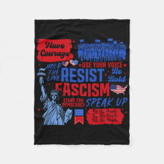 Resist Fascism Liberal Activist Statue Of Liberty  Fleece Blanket