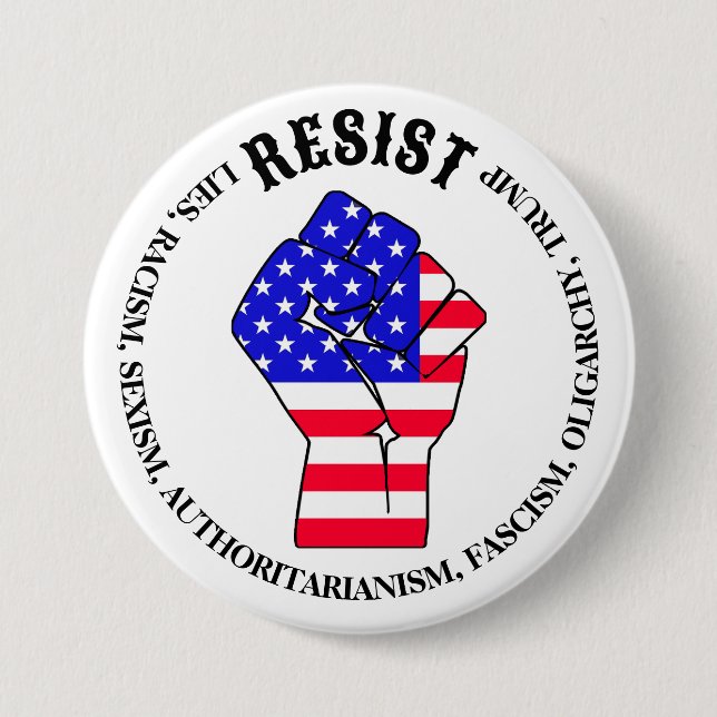 Resist Fascism, Oligarchy, Anti-Trump 7.5 Cm Round Badge (Front)