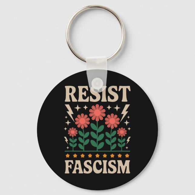 Resist Fascism Protest Trump Anti Trump 14  Key Ring (Front)