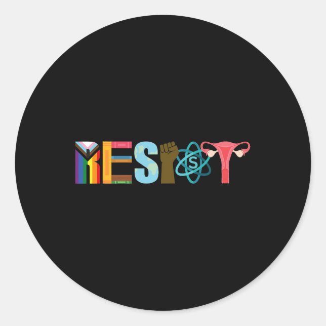 Resist Feminist Pride Science Equality Activism  Classic Round Sticker (Front)