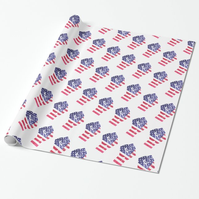 Resist Fist American Flag Democrat Anti Trump Wrapping Paper (Unrolled)