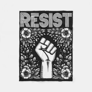 Resist Fist Boho Flower Anti Trump Protest Activis Fleece Blanket