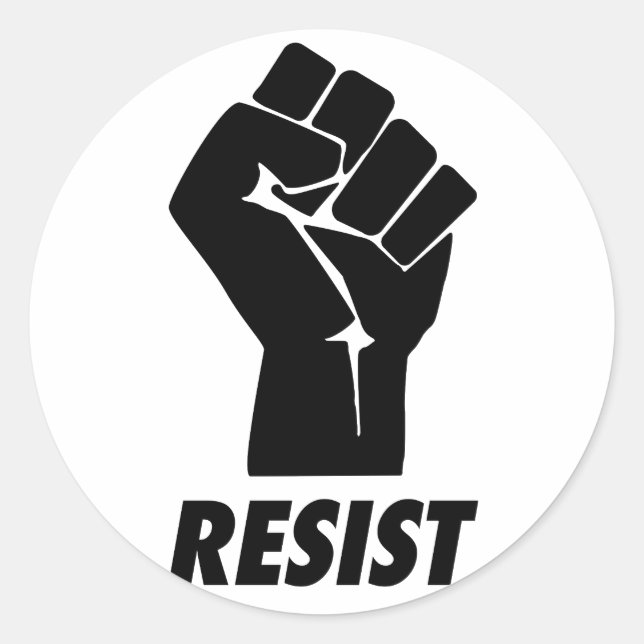 resist fist classic round sticker (Front)