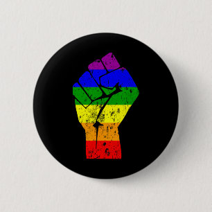 Resist Fist Rainbow Flag Gay Pride  6 Cm Round Badge