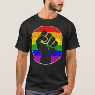 Resist Fist Rainbow Lesbian Gay LGB Strength Power T-Shirt
