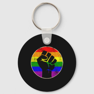 Resist Fist Rainbow Lesbian Gay Lgbt Strength Powe Key Ring