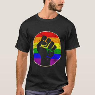 Resist Fist Rainbow Lesbian Gay Lgbt Strength Powe T-Shirt
