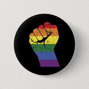 Resist Fist Retro Rainbow Hand Gay Lgbt Pride Supp 6 Cm Round Badge