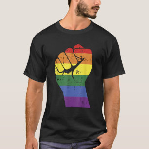 Resist Fist Retro Rainbow Hand Gay LGBT Pride Supp T-Shirt