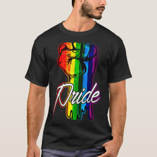 Resist Fist Retro Rainbow Hand Gay Lgbt Pride Supp T-Shirt