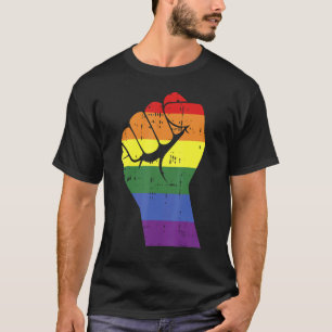 Resist Fist Retro Rainbow Lgbt Pride Hand Gay Lgbt T-Shirt