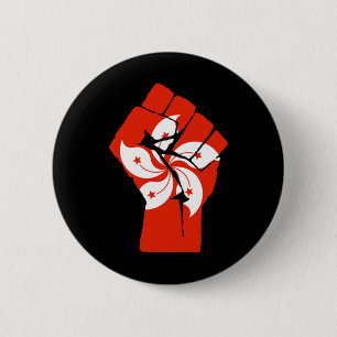 Resist Fist With Hong Kong Flag 6 Cm Round Badge