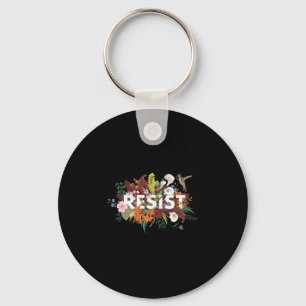 Resist Floral Anti Trump Political Protest 1  Key Ring
