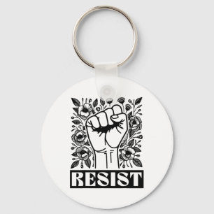 Resist Floral Anti Trump Political Protest Liberal Key Ring