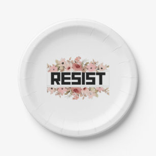 RESIST Floral Anti Trump Political Protest Paper Plate