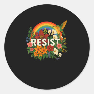 Resist Floral Anti Trump Political Protest Pride M Classic Round Sticker