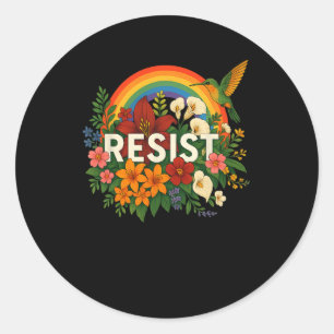Resist Floral Anti Trump Political Protest Pride M Classic Round Sticker