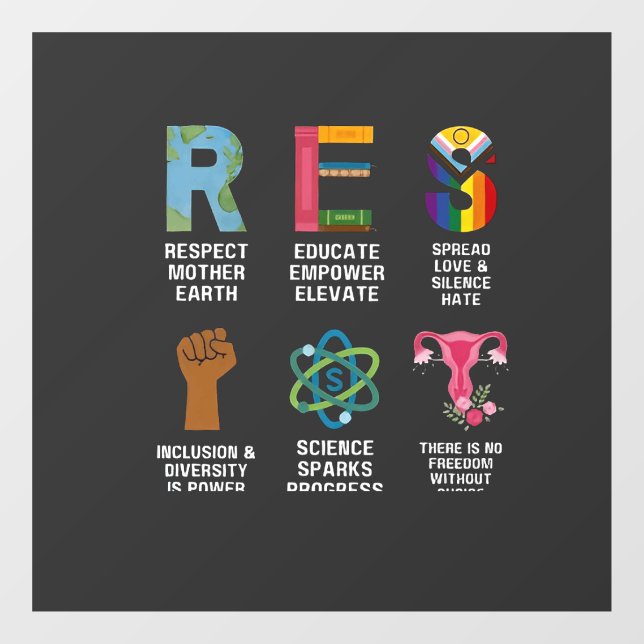 Resist Floral LGBTQ Rights Trans Equality  Window Cling (Sheet)