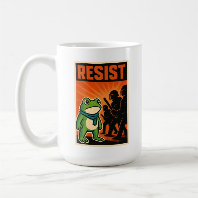 resist frog, frog resistance, portland frog coffee mug (Left)