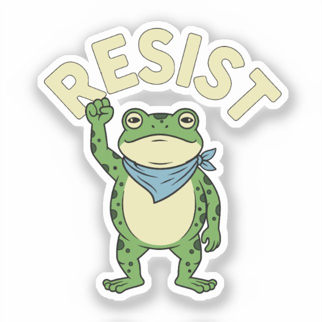Resist Frog Illustration STICKER, Cute Protest Fro (Front)