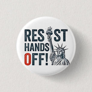 Resist Hands Off Libertiy Status Anti Trump  3 Cm Round Badge