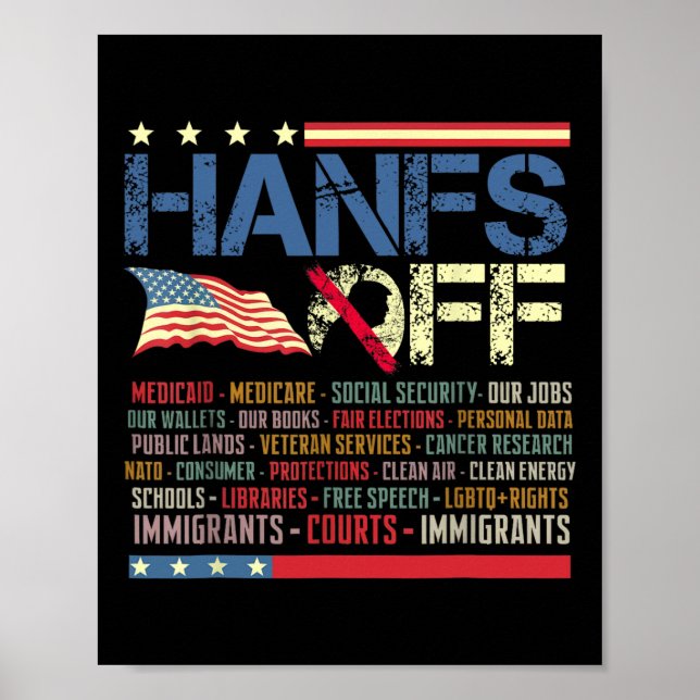 Resist Hands Off Protest Social Security And Medic Poster (Front)