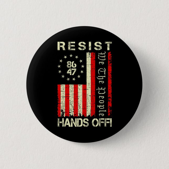 Resist Hands Off Protest Social Security Medicare  6 Cm Round Badge (Front)