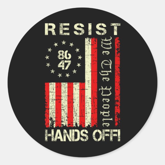 Resist Hands Off Protest Social Security Medicare  Classic Round Sticker (Front)