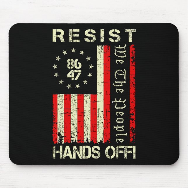 Resist Hands Off Protest Social Security Medicare  Mouse Mat (Front)